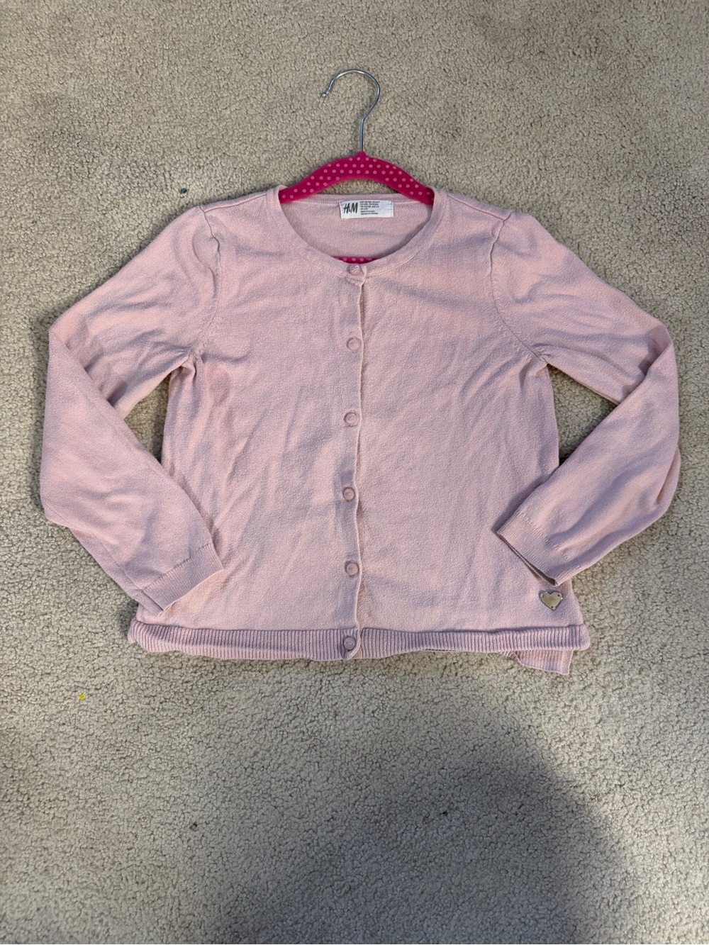 H&M Pale Pink Crewneck Button Cardigan 6-8Y